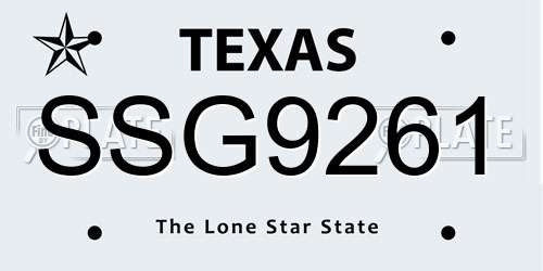 SSG9261 Texas License Plate