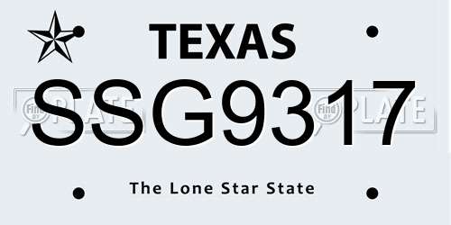SSG9317 Texas License Plate
