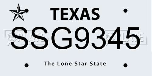 SSG9345 Texas License Plate