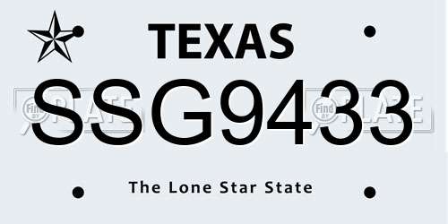 SSG9433 Texas License Plate