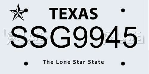 SSG9945 Texas License Plate