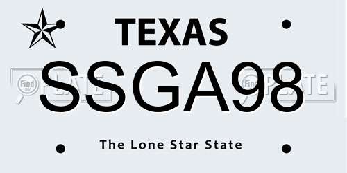 SSGA98 Texas License Plate