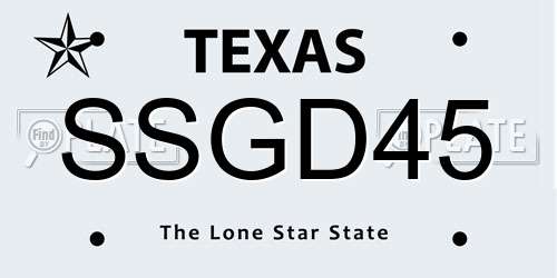 SSGD45 Texas License Plate