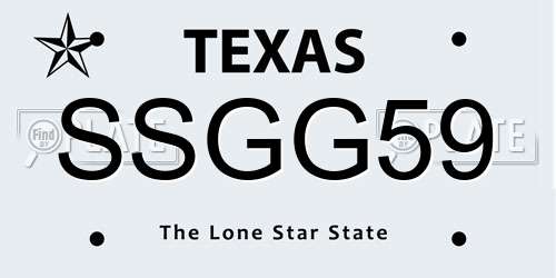 SSGG59 Texas License Plate