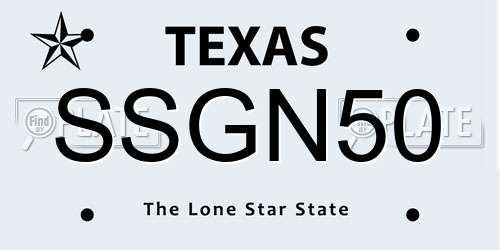 SSGN50 Texas License Plate