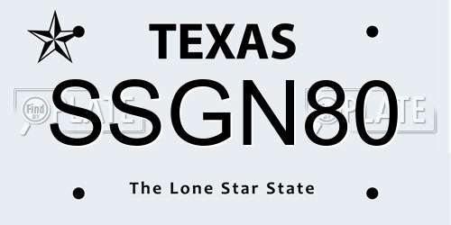SSGN80 Texas License Plate