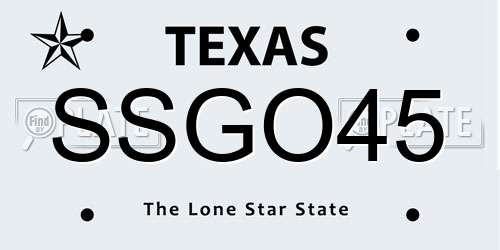 SSGO45 Texas License Plate