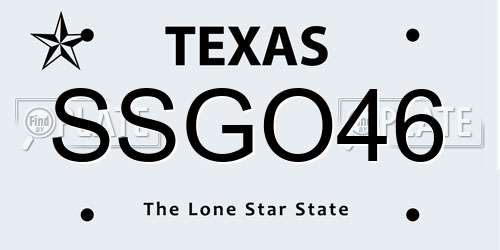 SSGO46 Texas License Plate