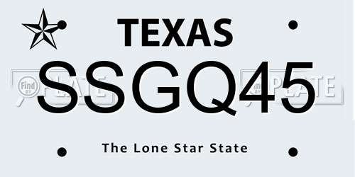 SSGQ45 Texas License Plate