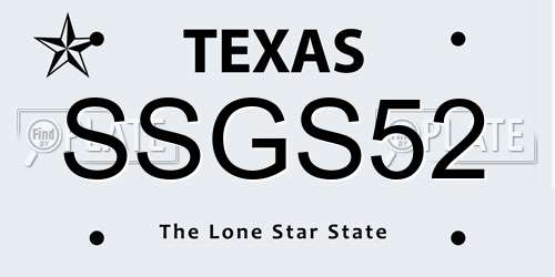 SSGS52 Texas License Plate