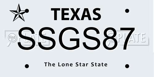 SSGS87 Texas License Plate