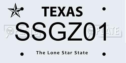 SSGZ01 Texas License Plate