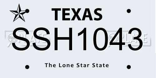SSH1043 Texas License Plate