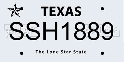 SSH1889 Texas License Plate