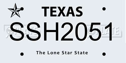 SSH2051 Texas License Plate