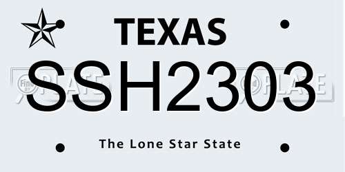 SSH2303 Texas License Plate