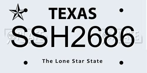 SSH2686 Texas License Plate