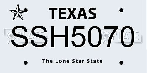 SSH5070 Texas License Plate