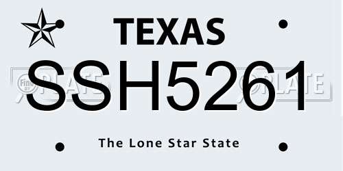 SSH5261 Texas License Plate