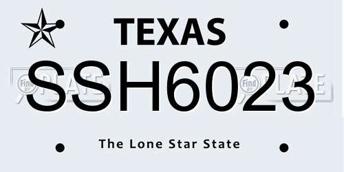 SSH6023 Texas License Plate