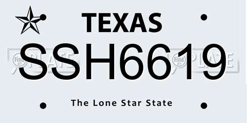 SSH6619 Texas License Plate