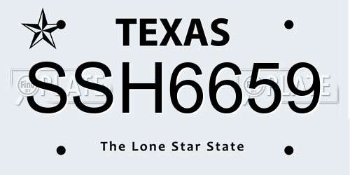 SSH6659 Texas License Plate