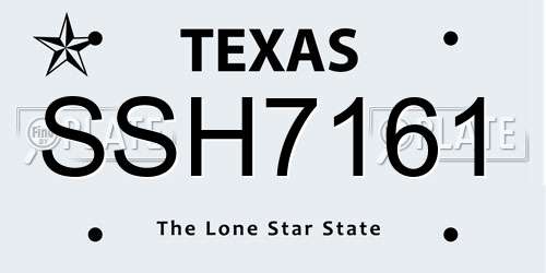 SSH7161 Texas License Plate