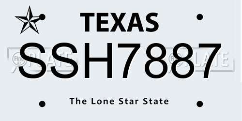 SSH7887 Texas License Plate