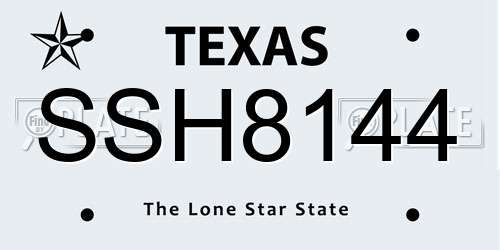 SSH8144 Texas License Plate