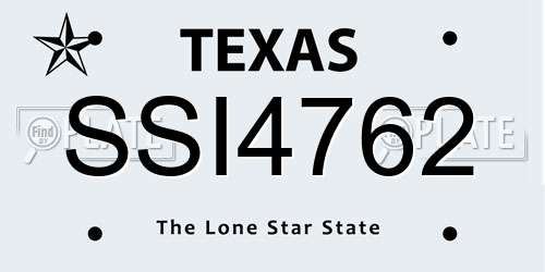 SSI4762 Texas License Plate