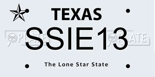 SSIE13 Texas License Plate