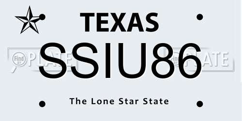 SSIU86 Texas License Plate