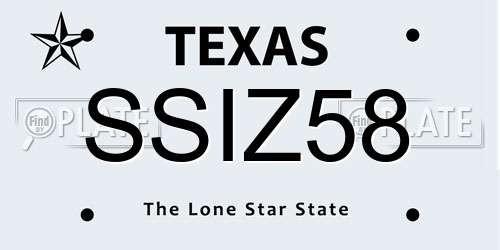 SSIZ58 Texas License Plate
