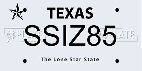 SSIZ85 Texas License Plate