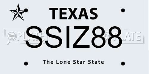 SSIZ88 Texas License Plate