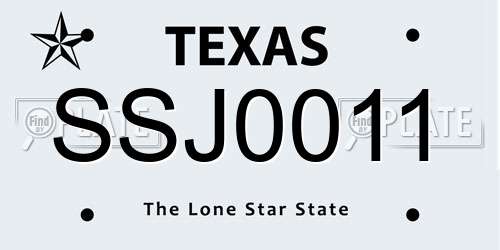 SSJ0011 Texas License Plate