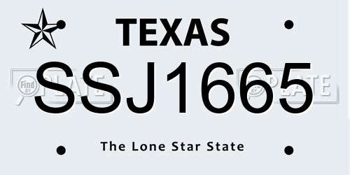 SSJ1665 Texas License Plate