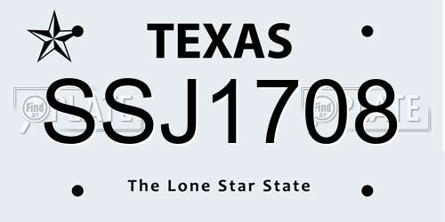 SSJ1708 Texas License Plate