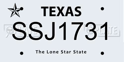 SSJ1731 Texas License Plate