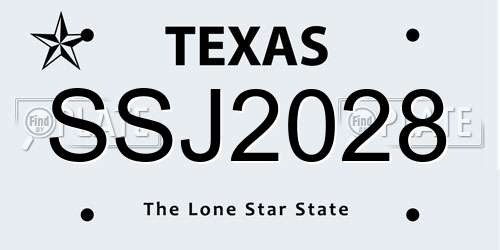 SSJ2028 Texas License Plate