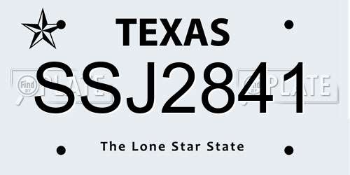 SSJ2841 Texas License Plate