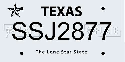 SSJ2877 Texas License Plate
