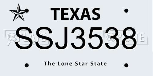 SSJ3538 Texas License Plate