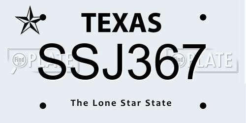 SSJ367 Texas License Plate