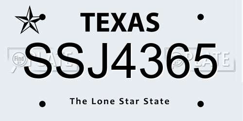 SSJ4365 Texas License Plate