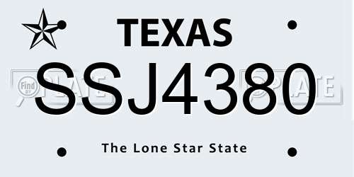 SSJ4380 Texas License Plate