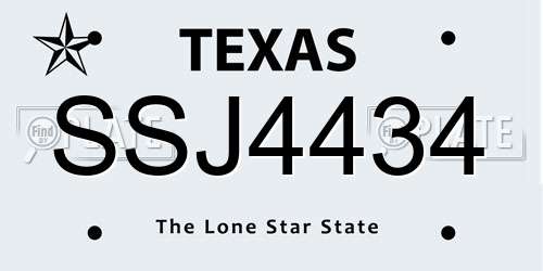 SSJ4434 Texas License Plate