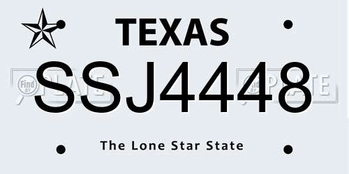 SSJ4448 Texas License Plate