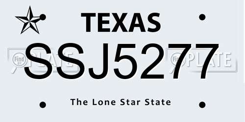 SSJ5277 Texas License Plate