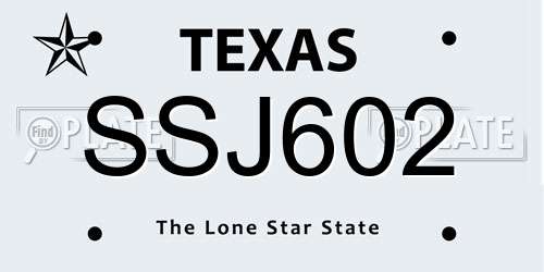 SSJ602 Texas License Plate